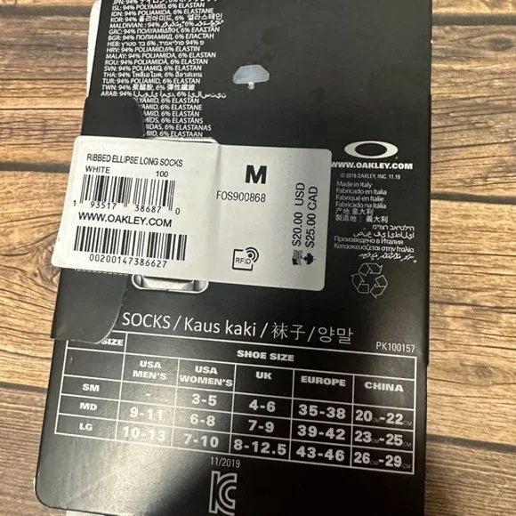 NWT Oakley Ribbed Ellipse Long Socks Size Medium (White) *Unopened* Unisex - Picture 7 of 8